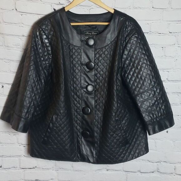 Vintage Jerry Lewis Black Leather Coat